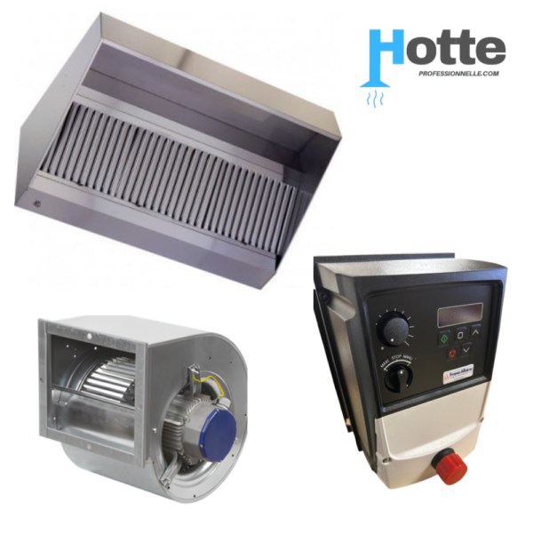 Pack Hotte Inox Pro + Variateur 6A + Moteur - Cuisine Professionnelle